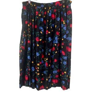 Alfred Dunner Vintage Floral Pleated Full Midi Skirt Plus Size 18W